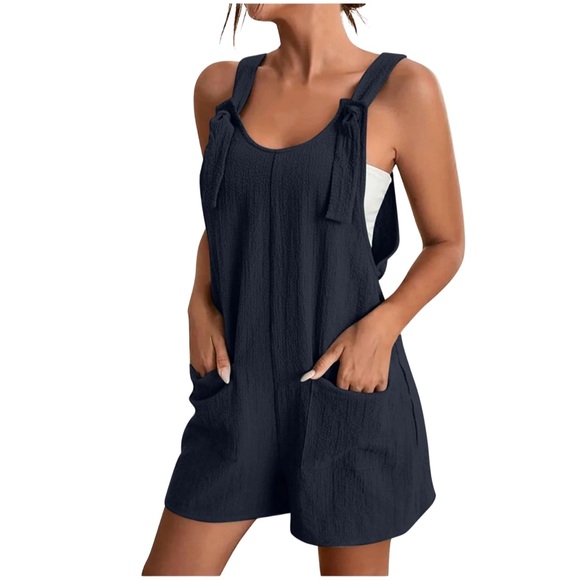 unbranded Other - Women's Navy Tie-Shoulder Romper